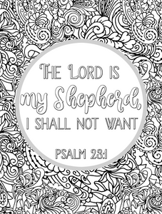 The Lord Is My Shepherd Scripture Coloring Page