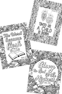 Christmas Scripture Coloring Pages (Set of 5)