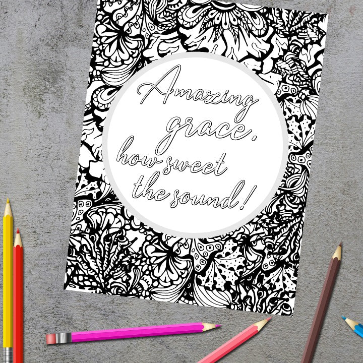 Amazing Grace Christian Hymn Coloring Page