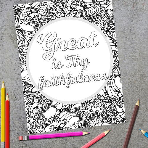 Great is Thy Faithfulness Christian Hymn Coloring Page