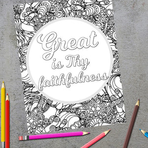 Great is Thy Faithfulness Christian Hymn Coloring Page