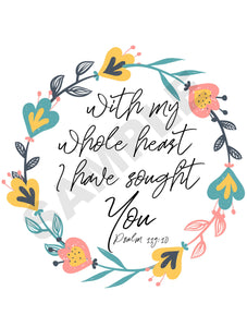 With My Whole Heart Scripture Wall Art