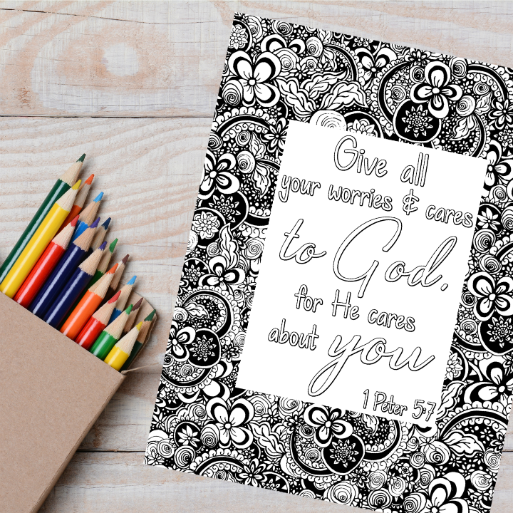 He Cares Scripture Coloring Page
