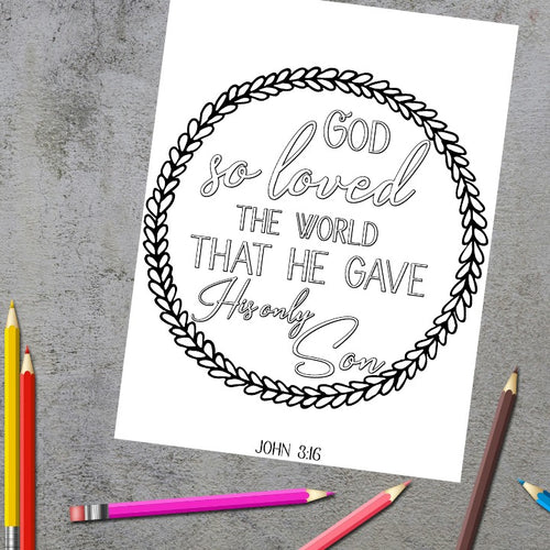 God So Loved the World Scripture Coloring Page