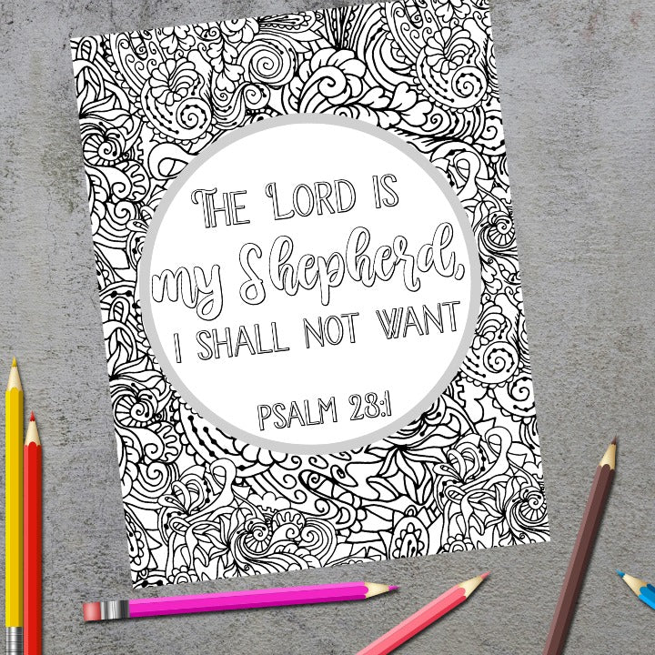The Lord Is My Shepherd Scripture Coloring Page
