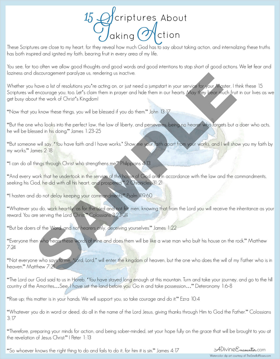 Scriptures Action Take Action! Verse Cards and Scripture Printable – A Divine Encounter Shop